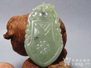 晚清和田玉 双面工府上有龙牌 挂件 包浆熟润