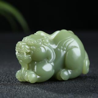 新疆和田玉黄玉貔貅手把件仿古瑞兽把玩件摆件黄口料